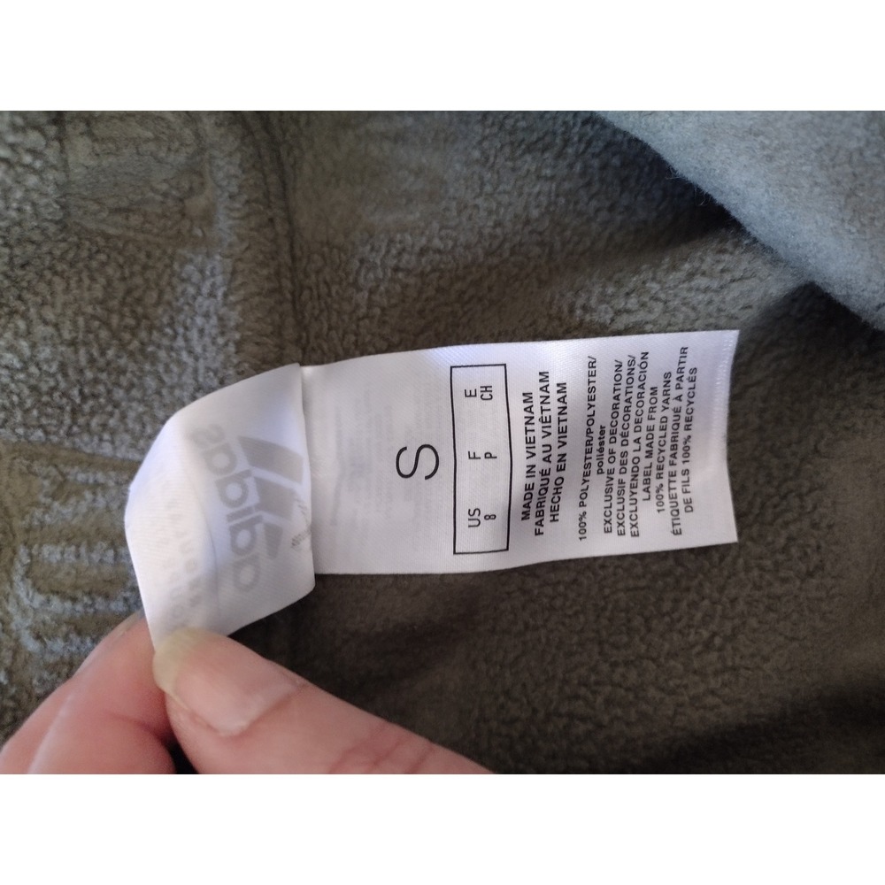 Adidas Kids Olive Green Fleece Pullover Sweatshirt All Over Logo - Picture 5 of 5